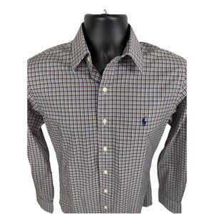 Polo Ralph Lauren Shirt Slim Fit Men's Small Plaid Brown